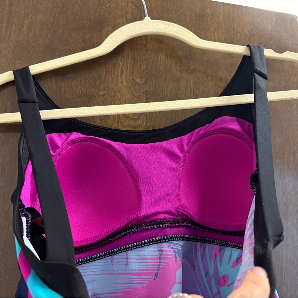 Gerry Weber Pink and Blue Tropical Print Tankini Top Size Medium - Picture 4 of 5